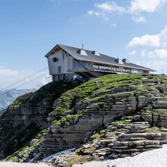 architektur, Chässerrug, Gipfelgebäude, Gondelbahn, sonnig, von aussen